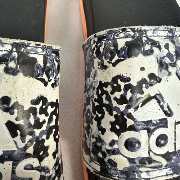 Adidas Womens Slide Sandals 6 Black Marble Design Rubber Sole Comfortable Fit - Picture 4 of 6